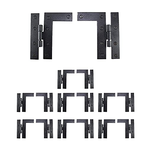 Renovators Supply Manufacturing Black Cabinet Hinges 4.5 in HL Hinge Pair Left and Right Wrought Iron Kitchen Cabinet Hinge with Hardware Pack of 8