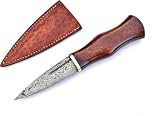 Custom Hunting Knives Damascus Steel Blade Raindrop Pattern Head Forged Premium Handmade knife, EDC Fixed Blade Full Tang Outdoor Adventure, Activities, Camping, Skinning, Knives With Leather Cover.