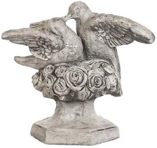 Kissing Doves- Concrete Garden Statue- 16" Tall x 15" w x 16" Dia-Pre-Aged
