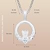 Aeon Silver Claddagh Necklace - 925 Sterling Silver & White Cubic Zirconia Pendant | Adjustable 16-18 Inch Chain | Irish Celtic Jewellery #3