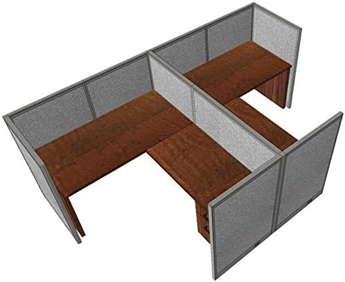 G O F Double 2 Person Workstation Cubicle (11'D x 6'W x 4'H) / Office Partition, Room Divider (72" H Cubicle with Desk, Dark Cherry)