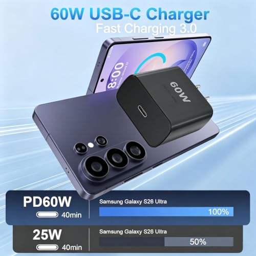 Image of USB C Fast Charger,2 Pack 60W Type C Charger with Galaxy S26 S25 S24 S23