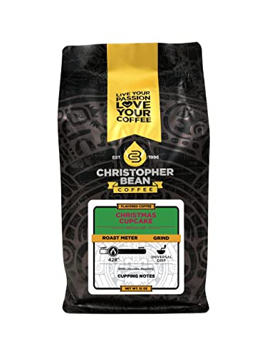 Christopher Bean Regular Flavored Coffee Ground - Sugar-Free, Dairy-Free, Fat-Free Arabica Ground Coffee With Non-Gmo Flavoring, Ground Coffee Medium Roast, Christmas Cupcake, 12-Ounce Bag #TOP19