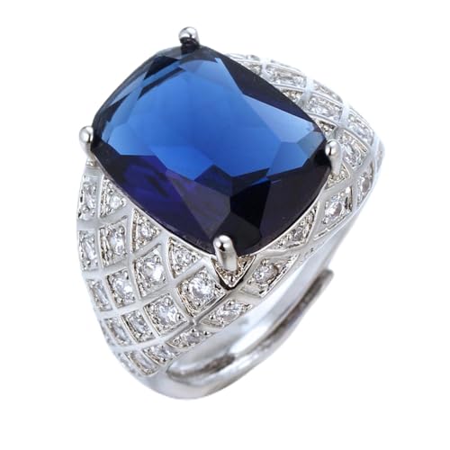 HALUKAKAH Saphir Bague pour Homme Tanzanite D10,0 ct Argent 925 Plaqué Platine,Audacieuse Sertie Griffes en Ovale Vintage,Pierres Latérales en...