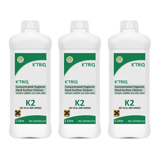 Image of K'TRiQ K2 Hygienic Disinfectant Surface & Floor Cleaner Liquid | Suitable for All Floors (Kitchen, Toilet, Bathroom & Office Surface Cleaner) | Kills 99.9% Germsr (1 Liter,Pack of 3)