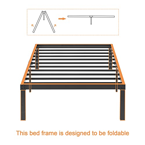 Vecelo 14 Inch Metal Platform Bed Frame,Heavy Duty Steel Slat/Noise Free&No Box Spring Needed/Easy Assembly Mattress Foundation, Twin Size (Black) #TOP3