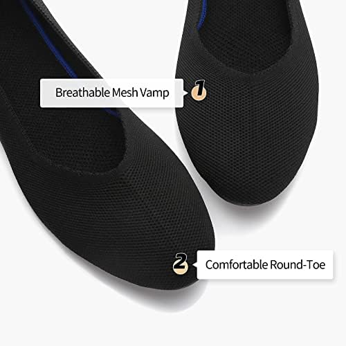 Eydram Womens Round-Toe Flats Shoes,Breathable Mesh Flats for Women,Comfortable Dress Flats Shoes(Lightweight and Soft)(Round-Toe Black.US10) | Image 1