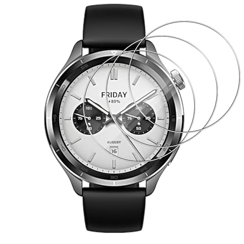 Lutree para Xiaomi Mi Watch S4 Cristal Templado, 3 Piezas Dureza 9H HD Protector de Pantalla, Anti Arañazo Sin Burbujas Vidrio Templado Película Protectora