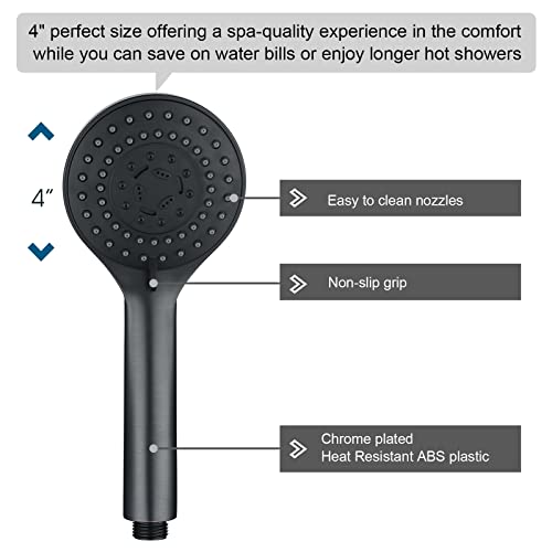 Bright Showers 5 Spray Settings Handheld Shower Head Kit, High Pressure Handheld Rain Shower With 60 Inch Long Stainless Steel Shower Hose And Adjustable Wall Bracket, Oil Rubbed Bronze #TOP3