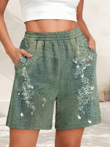 KISSMODA Women Bermuda Sweat Shorts High Waist Pockets Summer Lounge Workout Shorts — view 2