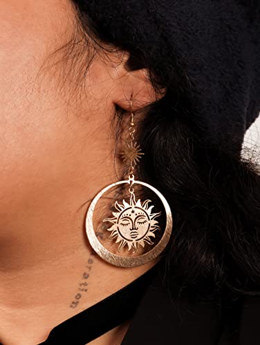 Sacina Gothic Boho Sun and Moon Earrings, Celestial Boho Earrings, Christmas New Year Jewelry Gift For Women2