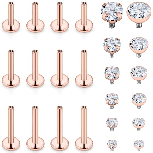 Vsnnsns 16G Lip Rings Stainless Steel Snake Bite Piercing Monroe Lip Rings Labret Medusa Piercing Jewelry Cartilage Tragus Helix Conch Lobe Earrings Studs Piercing Jewelry for Women Men Rose Gold