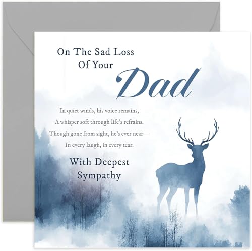 Sympathy Cards Loss of Dad - BeautifulWatercolour Stag Artwo