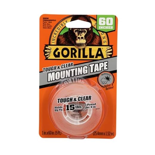 Gorilla 6065001-36 Tough Mounting Tape, Double-Sided, 1" x 60", Clear, (Pack of 36)