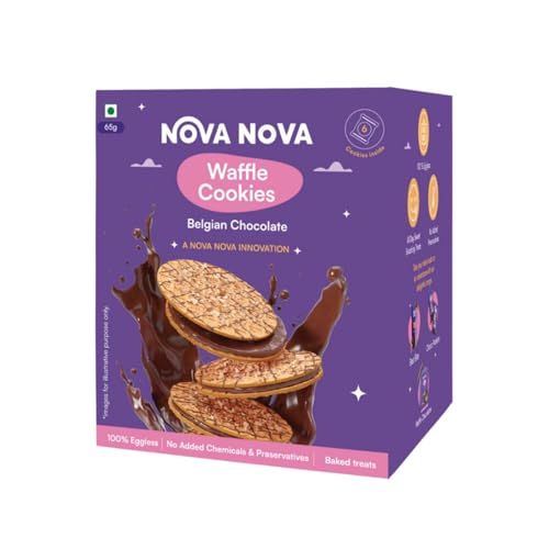 Image of NOVANOVA Belgian Chocolate Waffle Cookies - Box Of 6 - Vegetarian, 100% Eggless | No Added Preservatives (65g)