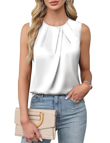 Blooming Jelly Womens Summer Tank Tops Business Casual Outfits Satin Blouse Dressy Work Shirts Spring Clothes