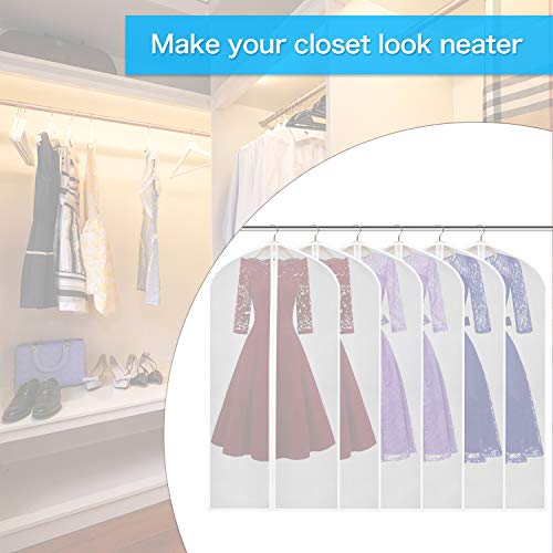 Syeeiex Clear Garment Bag 24” x 43” Cloth Dust Cover White Garment Bags for Suit Dress Closet Storage Set of 6