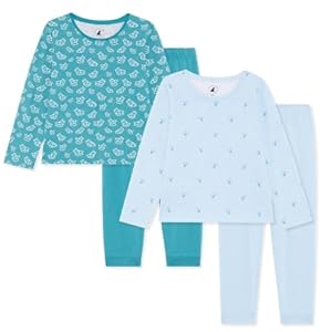 Bramble & Bear (Lot de 2) Pyjamas à manches longues pour enfants et jeunes enfants – Pyjama en coton biologique doux pour 2-10 ans – Pyjama unisexe confortable et doux