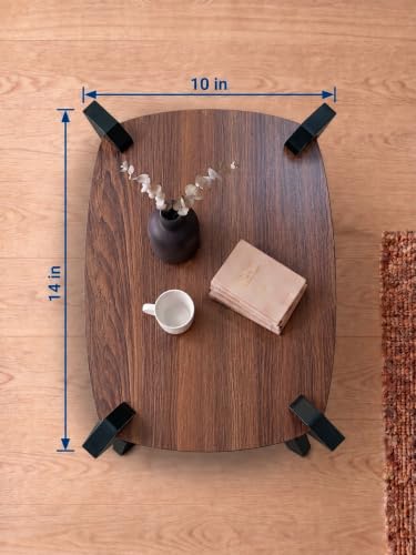 Image of Modern Round Side Table, Home Decor for Living Room, Bed Side Tables for Bed Room, stools for Home, Furniture for Home, 2-Tier White Shelves, 30 x 30 x 40 cm (Rectangle Brown Top)