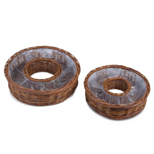 Anneaux de plantes en osier naturel résistant aux intempéries – 2 bacs à plantes ronds de 30, 38 cm comme panier à fleurs pour l'extérieur – Grands paniers de fleurs comme bac à fleurs ou bijoux