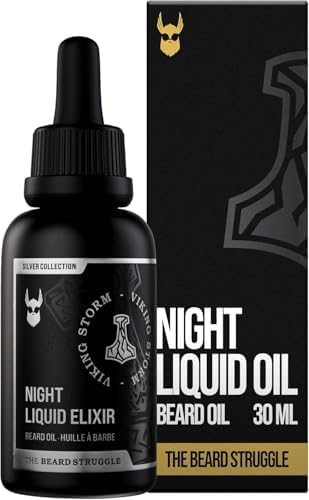 The Beard Struggle - Beard Oil for Men - Natural Blend for Softens, Moisturizing, & Healthier Beard Growth - Viking Storm Night Liquid Silver Elixir - Vegan-Friendly Beard Growth Oil (1 Fl oz)