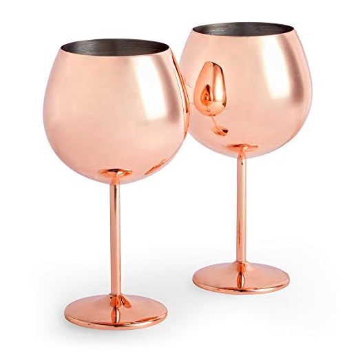 Beautify Copas de Ginebra de Oro Rosa - Juego de 2 Copas de Acero Inoxidable Inastillables