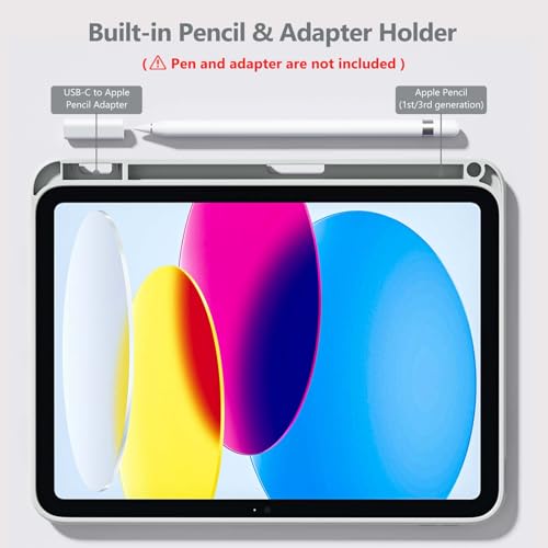 Image of Wenlaty Compatible with iPad (A16) 11th Generation Case 11 Inch 2025, for iPad 10th Generation Case 10.9 Inch 2022 with Pencil Holder, Trifold Stand Protective Clear Back, Auto Wake /Sleep, White