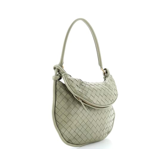 Pre-Loved Gemelli Shoulder Bag Intrecciato Leather Medium, Neutral2