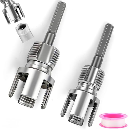 Vocoleca 2PCS PVC Pipe Threader Tool Set, 1/2" & 3/4" Internal & External Threading Tool for PVC/Plastic Pipes, Electric Drill Compatible