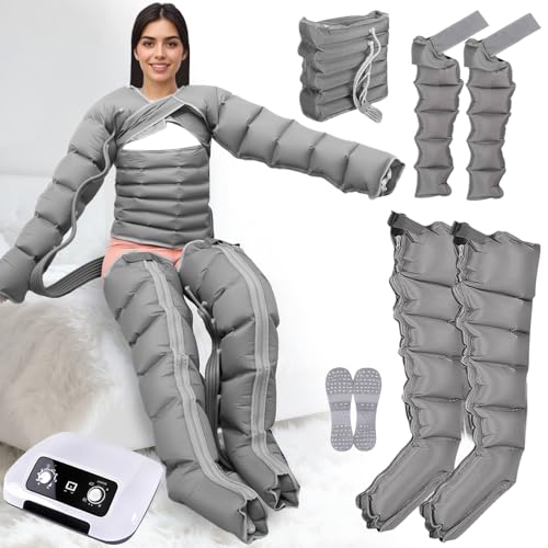 Botas Maquina de Presoterapia para Casa Abdomen Piernas | Masajeador Presoterapia Profesional Piernas para Casa | 6 Camaras Presoterapia Drenaje Linfatico (ZGris 2 piernas+2brazos+abdomen)