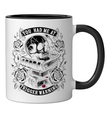 Taza de cerámica Bookish Skeletal 11oz negro/blanco miniatura 2