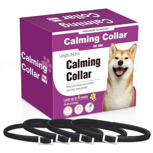 Calming Collar for Dogs,4 Packs Pheromone Calming Dog Anxiety Relief for Pets,Lasts 60 Days,Relief Anxiety Stress Separation & Noise Phobia for All Small Medium and Large Dog