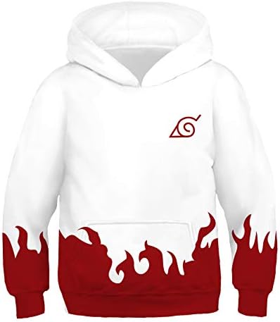 Obtai Kids Toddler Naruto Uchiha Itachi Kakashi Hoodies Pullover Sasuke Jacket Costume Sweatshirt (Small/116-125cm, Yondaime Hokage)