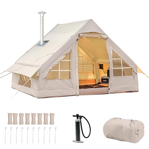 HikerSKY Aufblasbares Zelt für 2-4 Personen mit Kaminöffnung,...