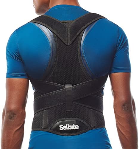 Selbite Posture Corrector for Men and Women - Back Brace for Upper and Lower Body Support - Adjustable Straightener with Pain Relief and Muscle Memory (Large)