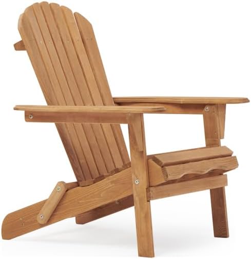 Miniatura 6 de Set of 2 Folding Wooden Adirondack Chairs  Solid Cedar Wood Outdoor Lounge Chairs with Embossed Grain, Foldable Garden Patio Seating with Wide