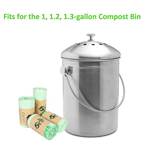 100% Compost Bags For Kitchen Countertop Compost Bin - 1, 1.2, 1.3, 1.5 Gallon, Kitchen Food Scrap Waste Compostable Small Trash Bags, Astm D6400, Us Bpi And Europe Ok Compost Home Certified, 100Ct #TOP3