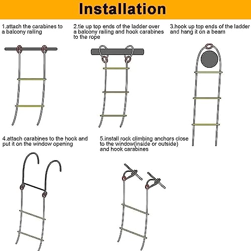 Échelle de corde évacuation incendie portable pour maison à étage - 6