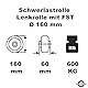 Abrollwerk Schwerlast Lenkrolle mit Feststeller, Aluminiumfelge, Polyurethan, Durchmesser 160 mm, Schwerlast, Doppelkugellager, einzelne Traglast 600 kg (Lenkrolle mit Feststeller)