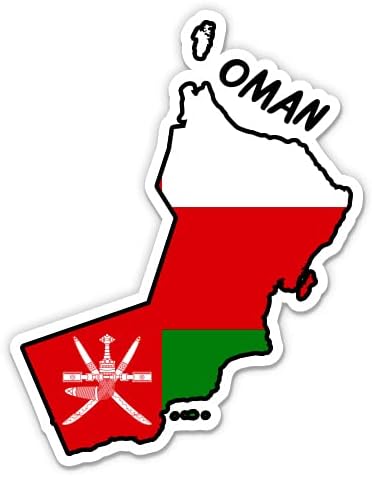 Squiddy Oman Map with Flag - Vinyl Sticker Decal for Phone, Laptop, Water Bottle - 3"