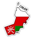 Squiddy Oman Map with Flag - Vinyl Sticker Decal for Phone, Laptop, Water Bottle - 3"