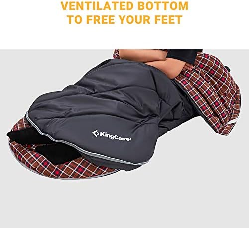 KingCamp XL Sleeping Bag for Adults 3-4 Season Large Wide Flannel Liner Single Warm Waterproof Lightweight for Camping Hiking Backpacking Outdoor with Compression Sack
