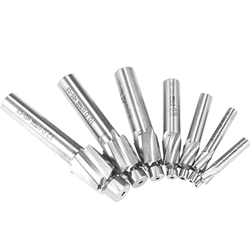 Mulcort 7pcs/set Counterbore Set M3-M12 High-Speed Steel 4 Flutes Straight Shank Counterbore End Mills