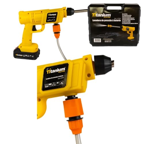 Lavadora de alta pressão tipo pistola a bateria 21V com 2 baterias + acessórios - 07729 - Titanium (