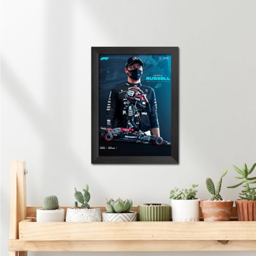 Image of TenorArts George Russell Poster F1 Driver Posters Formula One Photo Frame Painting with Matt Finish Dark Texture (12 inches x 9inches)