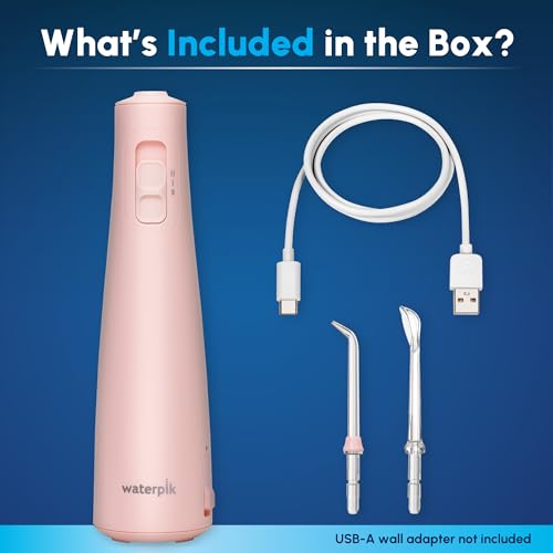 Image of Waterpik Cordless Pulse 3100 Rechargeable Portable Water Flosser for Teeth, Gums, Braces Care and Travel with 2 Flossing Tips, Waterproof for Shower Use, ADA Accepted, WF-20 Pink, Amazon Exclusive