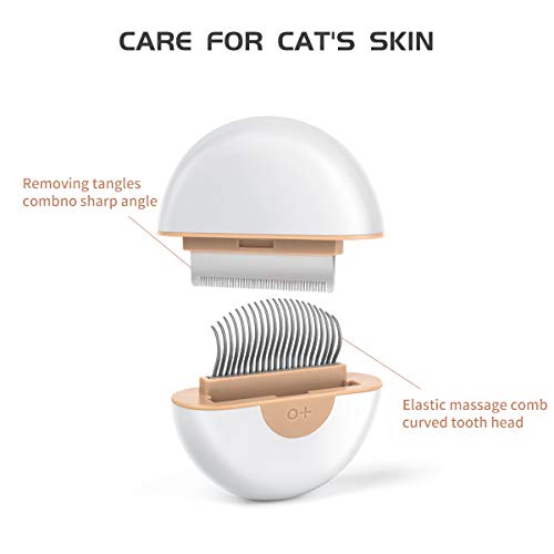 Cat Hair Removal Comb Dog Grooming Brush 2 in 1 Pet Massage Shedding Brush Portable Self Cleaning Tools for Short Long Haired Puppy & Kitten & Rabbit & Little Pets - Thumbnail 5