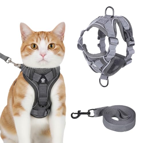 Hadnves Cat Chest Harness and Leash Adjustable Mesh Cat Leash and Chest Harness...