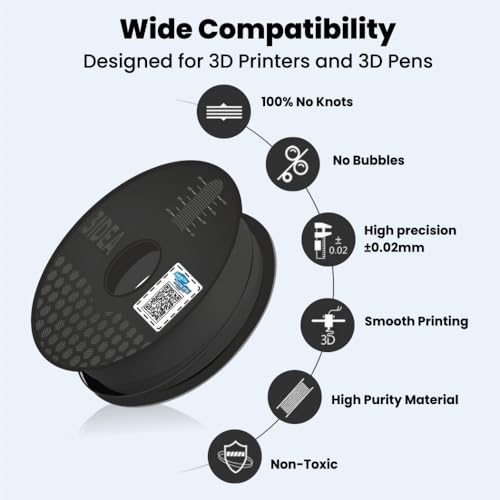 Image of 3Idea Technology 1kg Premium PLA+ 3D Printing Filament - Enhanced Strength & Flexibility, (Black), High Precision ±0.03mm, Eco-Friendly, Compatible with Anycubic, Creality 3D Printers, Made in India