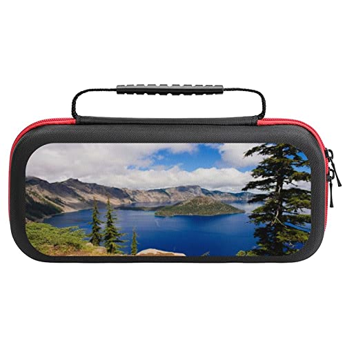 MUTAY Carrying Case for Nintendo Switch Mountain Lake Portable Protective Case for Switch Lite Switch Accessories Bundle Portable Travel Bag with 20 Game Storage Compatible